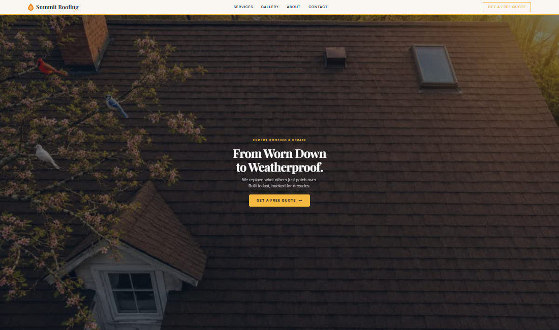Roofing website demo preview